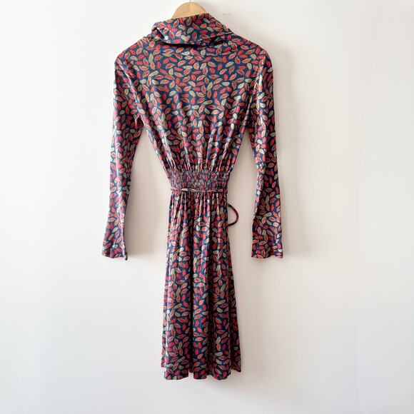 Vintage Charles Alan Belted Leaf Print Cottagecore Twee Dress Small - Picture 3 of 6